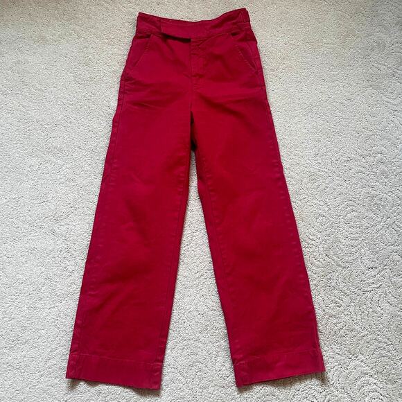 LACAUSA Deep Bright Red High Waisted Straight Pants 2 - Picture 2 of 4